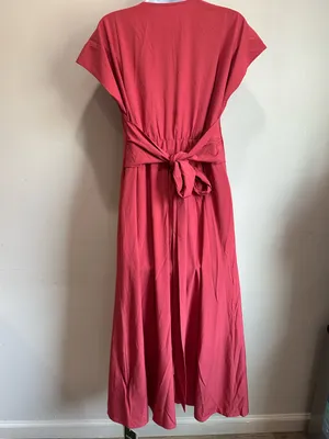 HALARA V-Neck Short Sleeve Midi Dress in Brick Red thumbnail 4