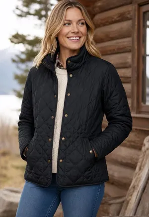 Eddie Bauer EB550 Goose Down Quilted Jacket Black Puffer Coat Women's Medium thumbnail 1
