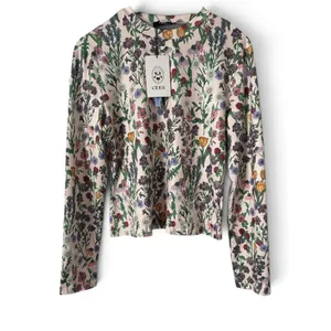 Cider Women Cream Wildflower Botanical Print Mock Neck Long Sleeve Top XL NEW thumbnail 7