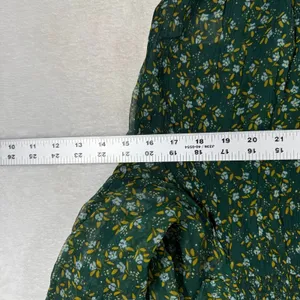 Free People Dark Green Floral Smocked Mock Neck Blouse OB1069086 M thumbnail 3