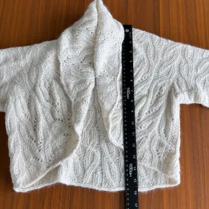 Handmade Cable Knit Shawl Collar Shrug Cardigan S Cream Boho Coastal Chic Preppy thumbnail 5