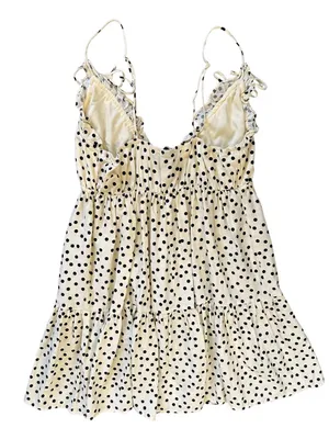 Wild fable Triangle Babydoll Slip Mini Dress Ivory Polka Dots Size XS thumbnail 4
