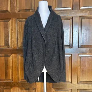 Barefoot Dreams‎ Medium Cardigan Dark Gray Open Front Pockets Long Sleeve thumbnail 2