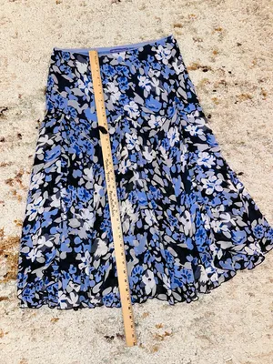 Women's Blue Floral Maxi Skirt - Flowing Print Skirt thumbnail 8