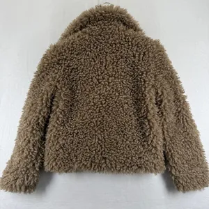 ZARA BASIC Teddy Fleece Jacket Brown Collar Buttons Pockets Women Size‎ S thumbnail 10