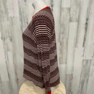Aerie Thermal Top Womens Medium Purple Pink Geometric Striped Red Cuff Long Slee thumbnail 2