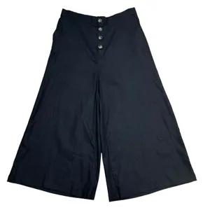 Who What Wear Linen Blend Wide Legged Cropped Pants Size 14 High Waist Black thumbnail 1