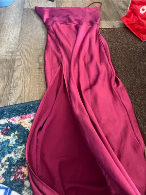 Lioness Magenta Walk The Line Satin Cowl High Slit Pink Maxi Midi xSmall thumbnail 11