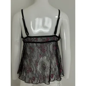 Women’s Whimsigoth Sleep Top Black Lace Babydoll Bows Floral Fairy Size XL thumbnail 2