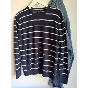Banana Republic Breton Striped Cotton Sweater Large Navy White Coastal Preppy thumbnail 2