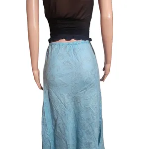 Pulp elastic waist blue flower print linen pull-on skirt M thumbnail 5