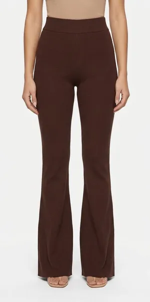 Daily Practice Anthropologie Shuffle‎ Step Knit Flare Pants Brown Women’s M thumbnail 1