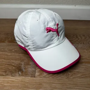 Puma White Pink Performance Athletic Lightweight Women's Cap, OS thumbnail 3