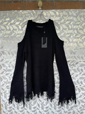 Killstar Cold Shoulder Distressed Knit Sweater Black XXL Whimsigoth Goth thumbnail 7