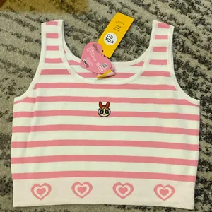 Caco x Powerpuff Girls Pink Striped Tank Top size M thumbnail 1