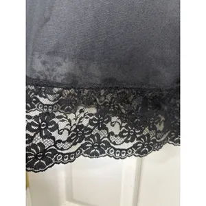 Vtg Ashley Taylor Black Nylon Floral Lace Slip Dress Nighty 34 FLAW Whimsigoth thumbnail 4