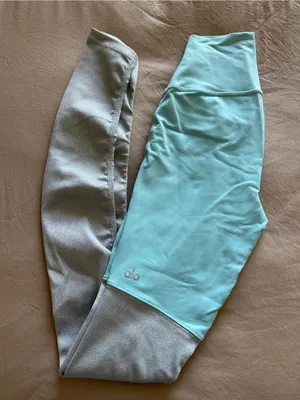 ALO YOGA High Waisted Goddess Legging in Blue Quartz Dove Grey Heather Sz. XXS thumbnail 6
