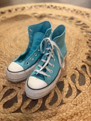 Converse Teal High Top Platform Sneakers thumbnail 2