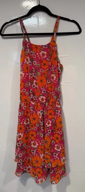 Floral Spaghetti-Strap Sundress in Pink and Orange in San Francisco NWT thumbnail 1