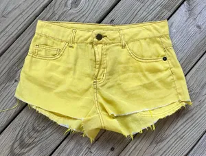 Farm Rio Women's Bright Yellow Cut Off Shorts Size 36 (28" Waist) thumbnail 1