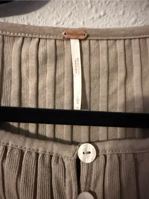 Free People Tilly. Long Sleeve Cardi in a taupe thumbnail 7