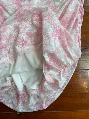 LoveShackFancy X Victorias Secret Charlamagne Pink Ruched Lace Dress Sz XS💛🎀 thumbnail 12