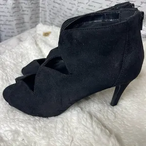 IMB suede black boot shoes with peep hole size‎ 7 thumbnail 3
