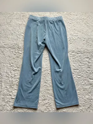 Juicy Couture Velour Track Pants Sweats Baby Blue M Velour Bling Cozy Retro Y2K thumbnail 6