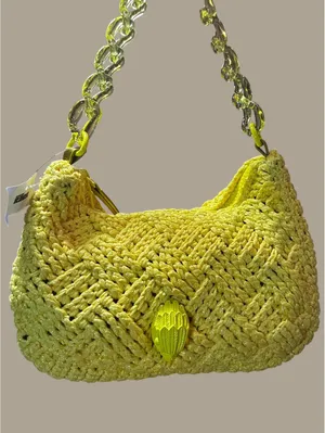 Kurt Geiger Yellow Crochet Shoulder Bag Crossbody thumbnail 1