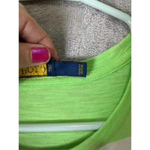 Polo Ralph Lauren Stripe T Shirt Dress Neon‎ Green White Pocket Women's Medium thumbnail 6