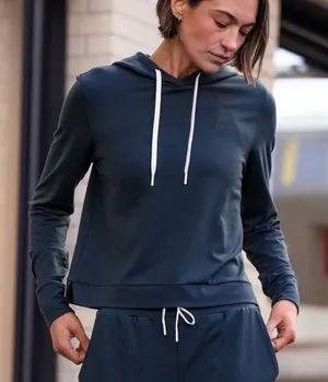 Rhoback Womens Navy Blue Tempo Performance Hoodie Small thumbnail 1