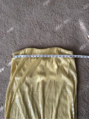 Staud yellow sequined gown wedding guest strapless party event Casey dress sz 16 thumbnail 15