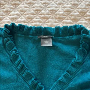 ruffled teal sweater thumbnail 2