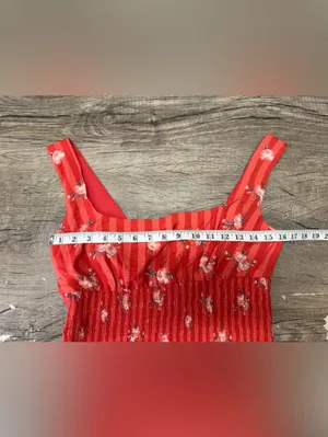 Anthropologie red‎ striped mini dress size medium thumbnail 5