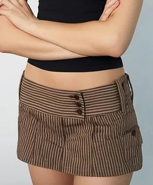 Striped mini skirt Brown thumbnail 1