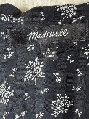 Madewell Black White Floral Button Up‎ Long Sleeve Top thumbnail 3