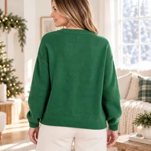 Wondershop Green Dalmatian Dog Scarf Holiday Sweater Crewneck Small NEW thumbnail 2
