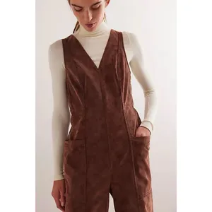 We The Free People NWT Nico Faux Suede One-Piece Jumpsuit XS Brown Romper thumbnail 5