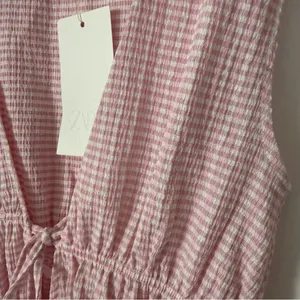 NWT Zara women’s Pink Gingham Tie-Front Top medium thumbnail 12