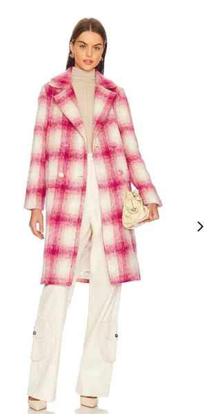 Lovers + Friends Revolve Kanani Coat in Pink Plaid thumbnail 1