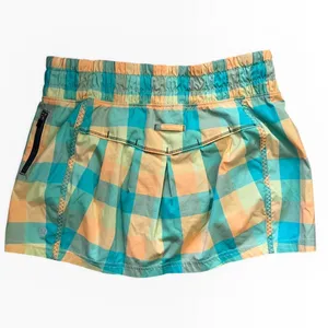 Lululemon Leader of the Track Plaid Pleated Skirt Size 4 Yellow Teal Lined Skort thumbnail 2