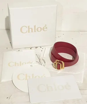 Chloé Medium Red Leather Gold Buckle Made‎ in Italy Bracelet Jewelry thumbnail 1