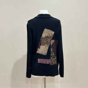 Picadilly Fashions Floral Patchwork Black Blazer Cardigan Size Medium thumbnail 4