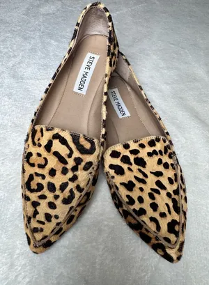 Steve Madden Featherl Cow Hair Leopard Print Women's‎ Loafers Flats Size 6 thumbnail 1