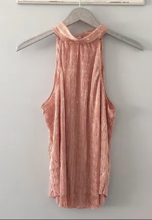 Anthropologie Vickie Halter Top Peach and Metallic Gold NEW thumbnail 1