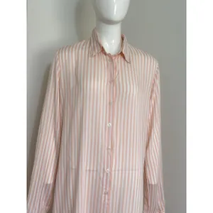 Rococo Striped Viscose Cover Up Dress Size M Long Sleeve Sheer Beach Resort NWT thumbnail 4