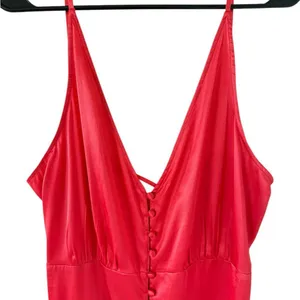 Anthropologie NEW Red Satin Button Front Slip Dress thumbnail 4