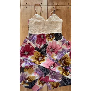 B-O-G Collective Floral Wide Leg Jumpsuit Crochet Top Boho‎ Summer Medium thumbnail 2