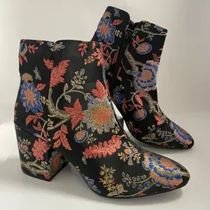 Target Women's Colorful Embroidered Floral Ankle Zip Bootie Boots Size 10 thumbnail 2
