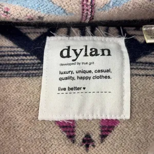 Dylan Sweater Womens XS Pink Hooded V Neck Aztec Knit Short Sleeve Pullover Boho thumbnail 2
